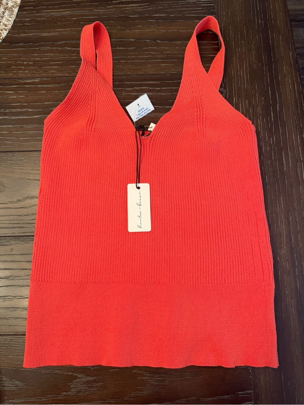 Red Ribbed V-Neck Tank Top - Women's Sleeveless Knit